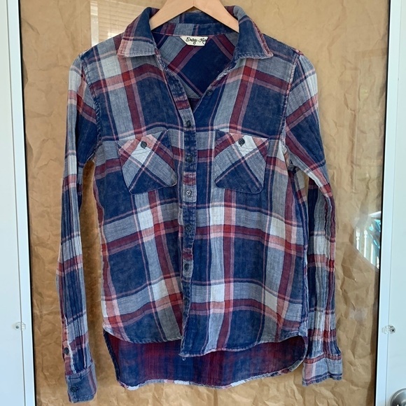 Indigo Rein Blue Red Plaid Button Down Collared Long Sleeve 100% Cotton Shirt M - Picture 3 of 17